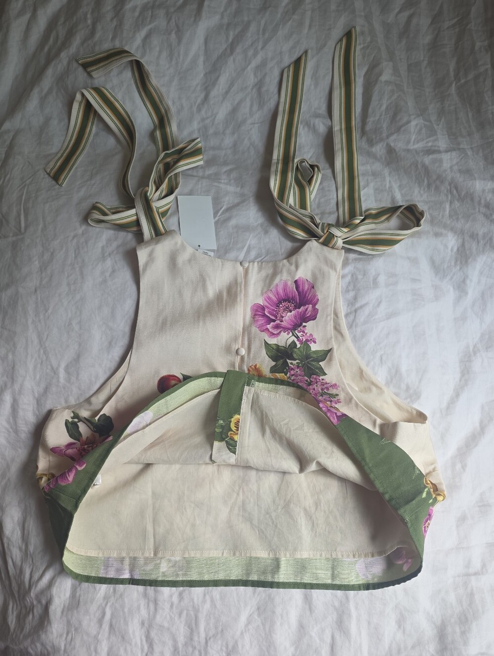 H&M Tie-strap Floral Cropped Top Green_floral Bnwt - Picture 6 of 10